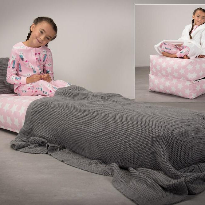 LOUNGE PUG, Avery, Futon Stol, Seng Enkelt, Trykt Stjerner Pink