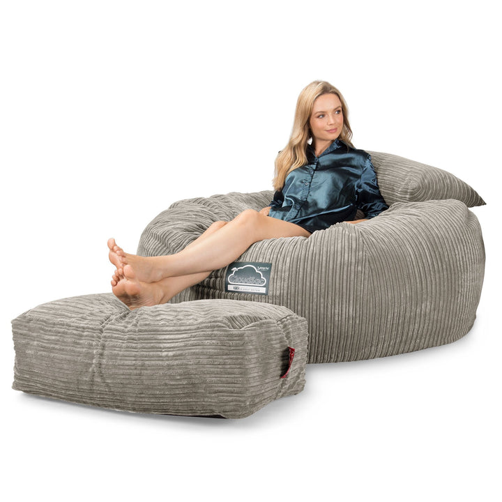 LOUNGE PUG, CloudSac 1010 XXL, Kæmpe Sækkestol Sofa XXL med Memory Skum (NYT DESIGN), Klassisk Jernbanefløjl Mink