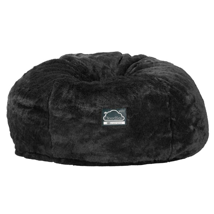 LOUNGE PUG, CloudSac 1010 XXL, Kæmpe Sækkestol Sofa XXL med Memory Skum (NYT DESIGN), Falsk Pels Sort