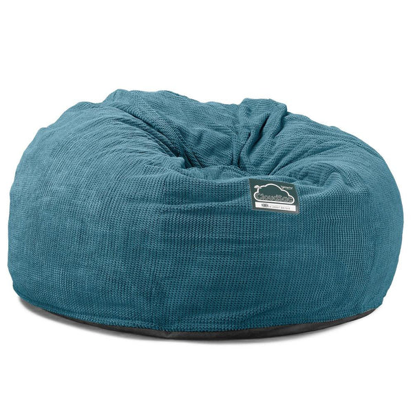 LOUNGE PUG, CloudSac 1010 XXL, Kæmpe Sækkestol Sofa XXL med Memory Skum (NYT DESIGN), Pom Pom Turkis Blå