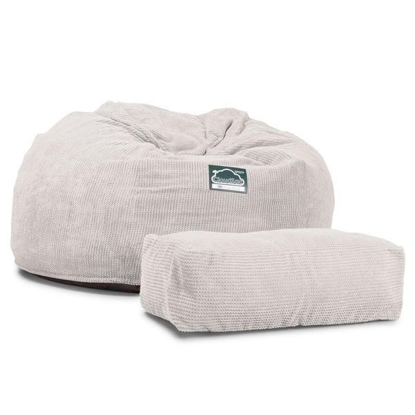 CloudSac 1010 Kæmpe Sækkestol Sofa XXL med Memory Skum - Pom Pom Cremefarvet Fabric Close-up Image