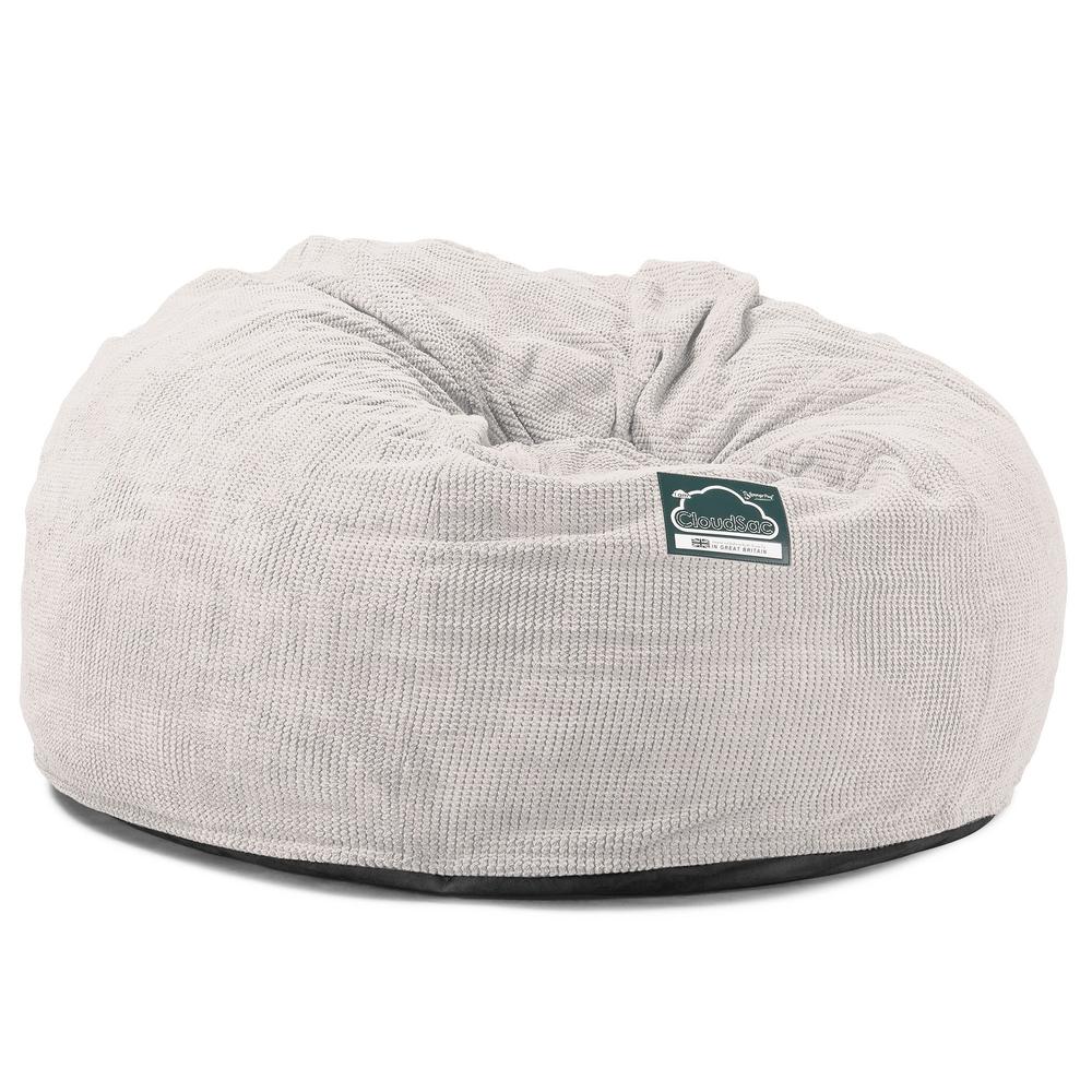 LOUNGE PUG, CloudSac 1010 XXL, Kæmpe Sækkestol Sofa XXL med Memory Skum (NYT DESIGN), Pom Pom Cremefarvet