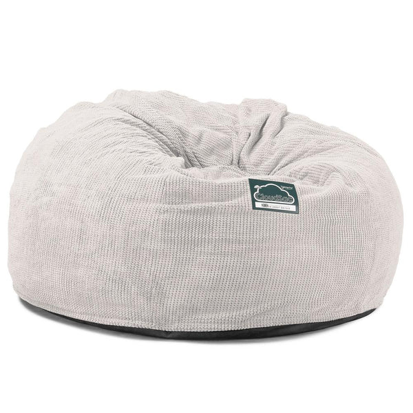 LOUNGE PUG, CloudSac 1010 XXL, Kæmpe Sækkestol Sofa XXL med Memory Skum (NYT DESIGN), Pom Pom Cremefarvet
