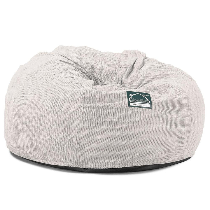 LOUNGE PUG, CloudSac 1010 XXL, Kæmpe Sækkestol Sofa XXL med Memory Skum (NYT DESIGN), Pom Pom Cremefarvet