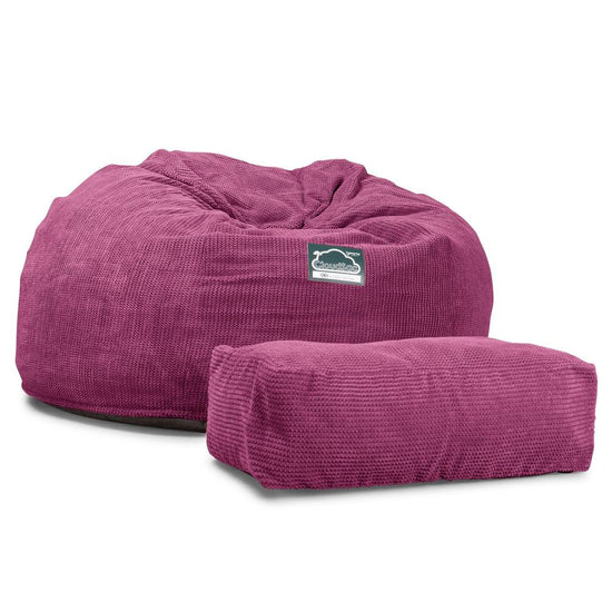 LOUNGE PUG, CloudSac 1010 XXL, Kæmpe Sækkestol Sofa XXL med Memory Skum (NYT DESIGN), Pom Pom Pink