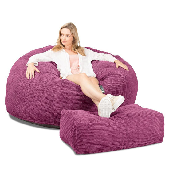 LOUNGE PUG, CloudSac 1010 XXL, Kæmpe Sækkestol Sofa XXL med Memory Skum (NYT DESIGN), Pom Pom Pink