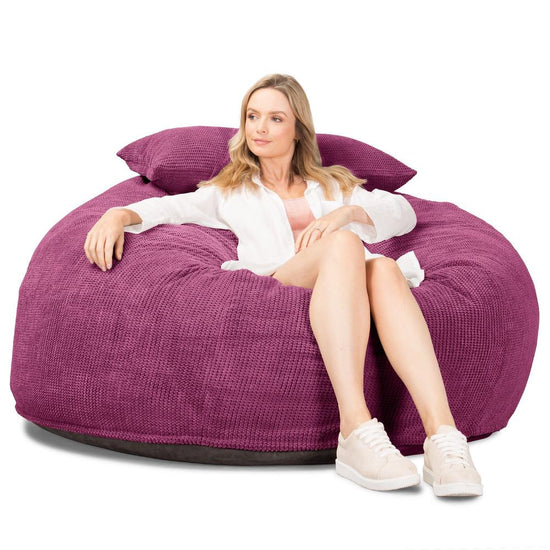 LOUNGE PUG, CloudSac 1010 XXL, Kæmpe Sækkestol Sofa XXL med Memory Skum (NYT DESIGN), Pom Pom Pink