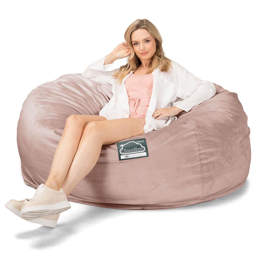 LOUNGE PUG, CloudSac 1010 XXL, Kæmpe Sækkestol Sofa XXL med Memory Skum (NYT DESIGN), Fløjl Lyserød