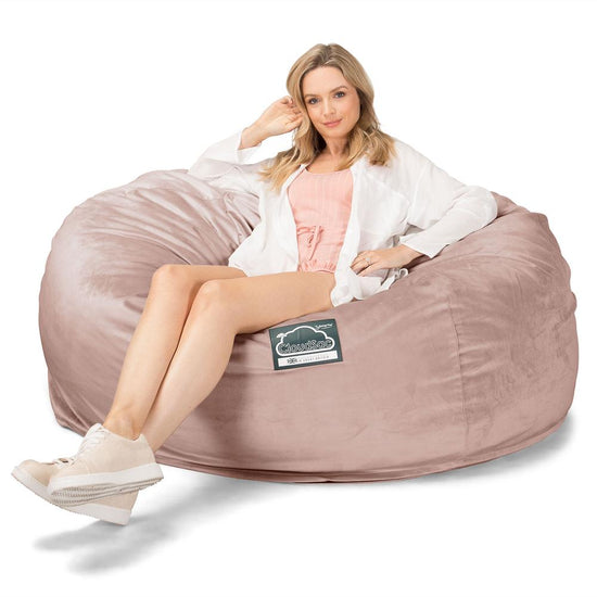 LOUNGE PUG, CloudSac 1010 XXL, Kæmpe Sækkestol Sofa XXL med Memory Skum (NYT DESIGN), Fløjl Lyserød
