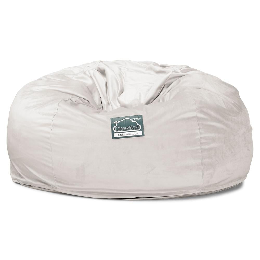 LOUNGE PUG, CloudSac 1010 XXL, Kæmpe Sækkestol Sofa XXL med Memory Skum (NYT DESIGN), Fløjl Sølv