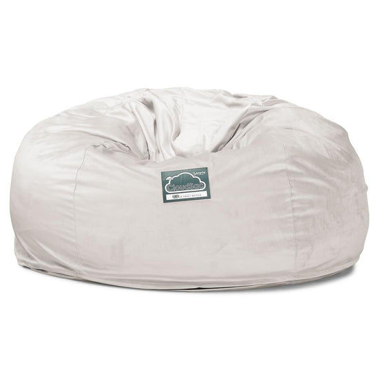LOUNGE PUG, CloudSac 1010 XXL, Kæmpe Sækkestol Sofa XXL med Memory Skum (NYT DESIGN), Fløjl Sølv