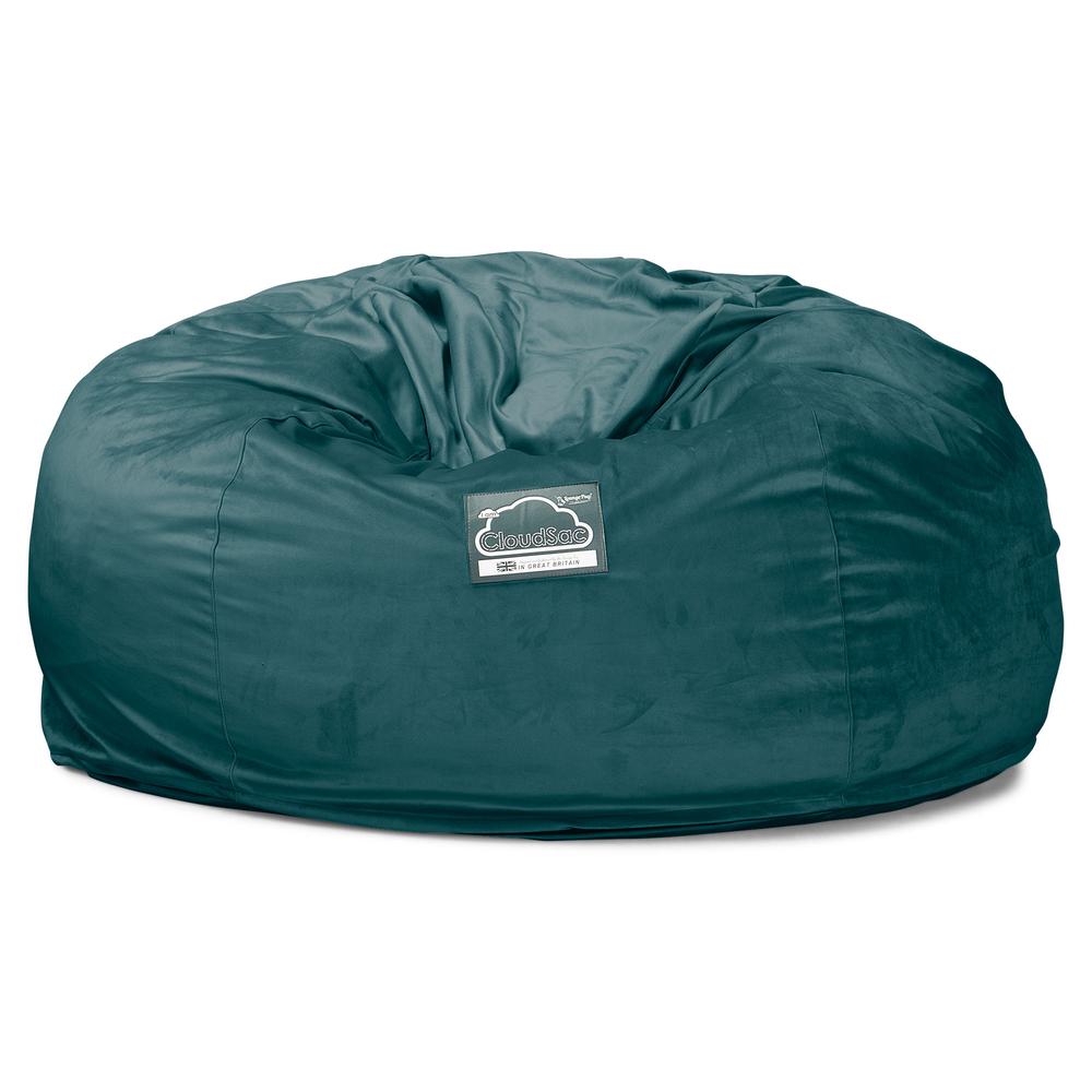 LOUNGE PUG, CloudSac 1010 XXL, Kæmpe Sækkestol Sofa XXL med Memory Skum (NYT DESIGN), Fløjl Turkis Blå