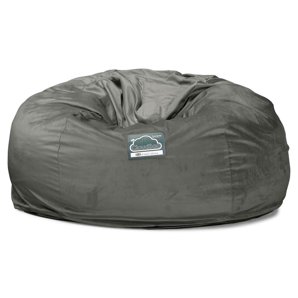 LOUNGE PUG, CloudSac 1010 XXL, Kæmpe Sækkestol Sofa XXL med Memory Skum (NYT DESIGN), Fløjl Grafit Grå