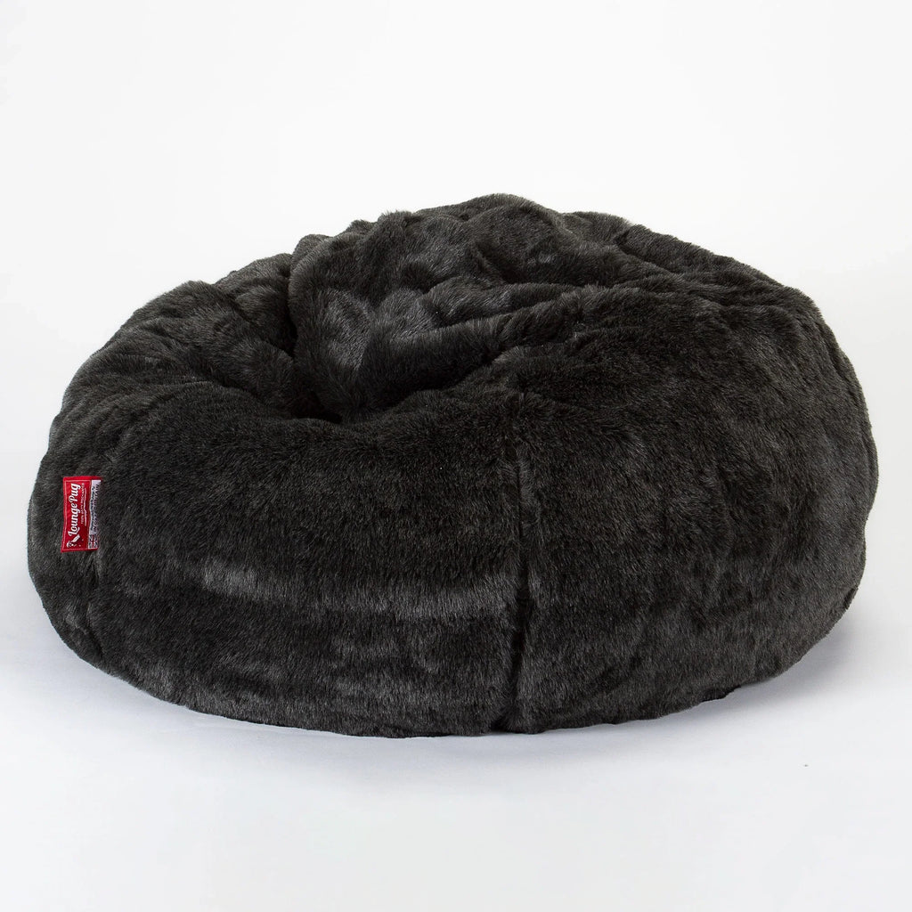 LOUNGE PUG®, Klassisk Sækkestol - Falsk Pels Sort