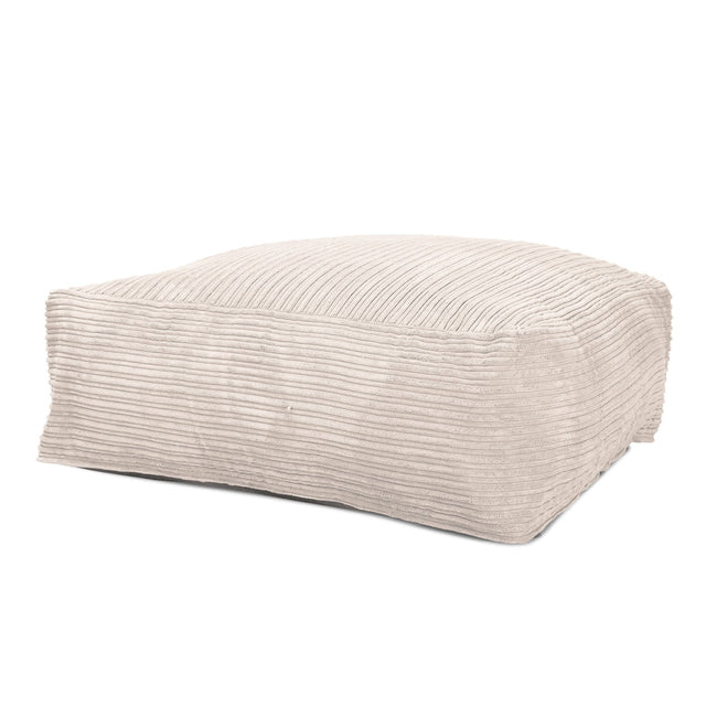 LOUNGE PUG, CloudSac 250, Fodskammel Puf med Memory Skum, Klassisk Jernbanefløjl Elfenben