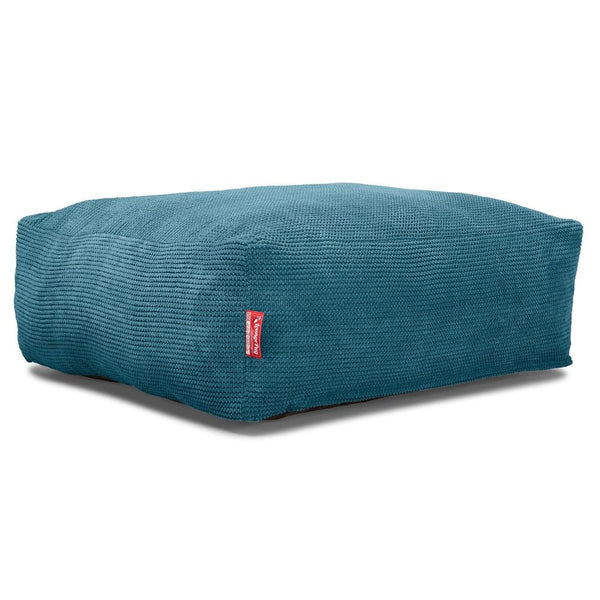 LOUNGE PUG, CloudSac 250, Fodskammel Puf med Memory Skum, Pom Pom Turkis Blå