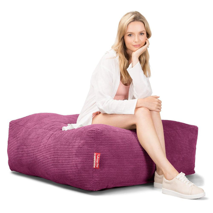 LOUNGE PUG, CloudSac 250, Fodskammel Puf med Memory Skum, Pom Pom Pink