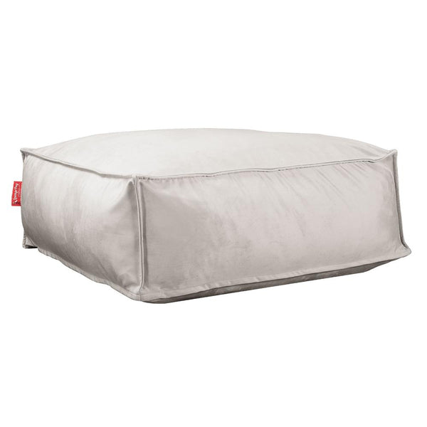 LOUNGE PUG, CloudSac 250, Fodskammel Puf med Memory Skum, Fløjl Sølv
