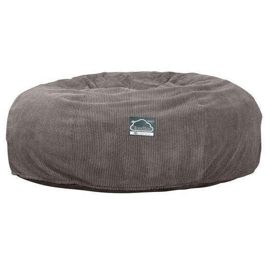 LOUNGE PUG, CloudSac 3000 XXL, Stor Dobbelt Sækkestol Sofa med Memory Skum, Pom Pom Kul Grå