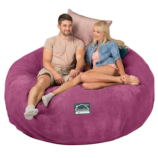 LOUNGE PUG, CloudSac 3000 XXL, Stor Dobbelt Sækkestol Sofa med Memory Skum, Pom Pom Pink