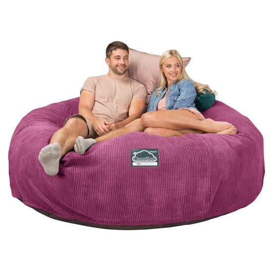 LOUNGE PUG, CloudSac 3000 XXL, Stor Dobbelt Sækkestol Sofa med Memory Skum, Pom Pom Pink