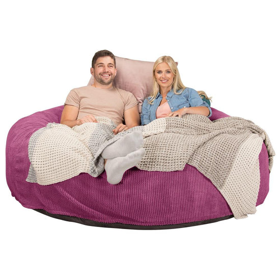 LOUNGE PUG, CloudSac 3000 XXL, Stor Dobbelt Sækkestol Sofa med Memory Skum, Pom Pom Pink