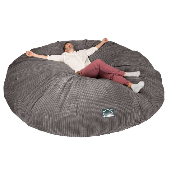 LOUNGE PUG, CloudSac 5000 XXXXXL, Titanic Sækkestol Sofa med Memory Skum, Klassisk Jernbanefløjl Grafit Grå