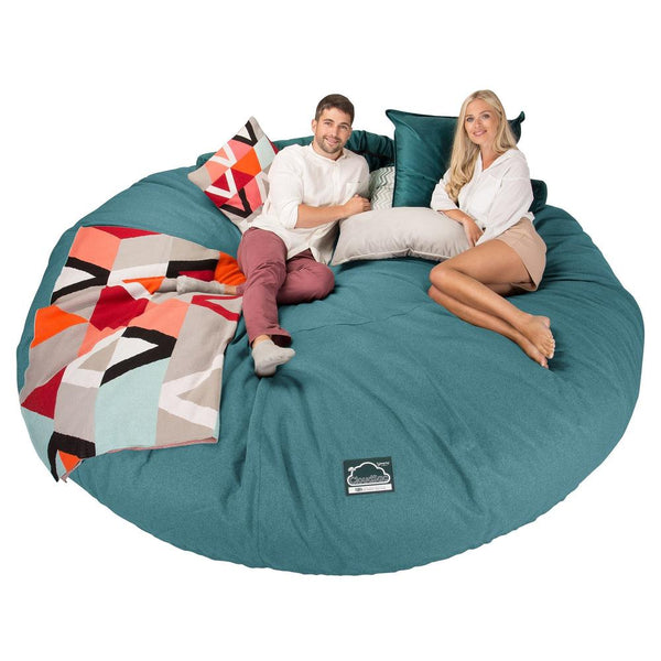 LOUNGE PUG, CloudSac 5000 XXXXXL, Titanic Sækkestol Sofa med Memory Skum, Interalli-uld Cyan