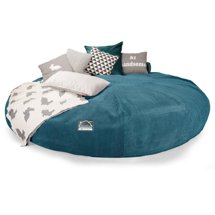 LOUNGE PUG, CloudSac 5000 XXXXXL, Titanic Sækkestol Sofa med Memory Skum, Pom Pom Turkis Blå
