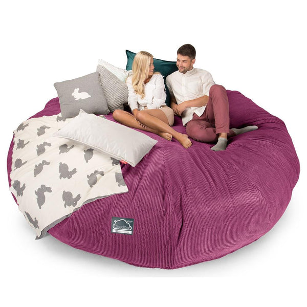 LOUNGE PUG, CloudSac 5000 XXXXXL, Titanic Sækkestol Sofa med Memory Skum, Pom Pom Pink