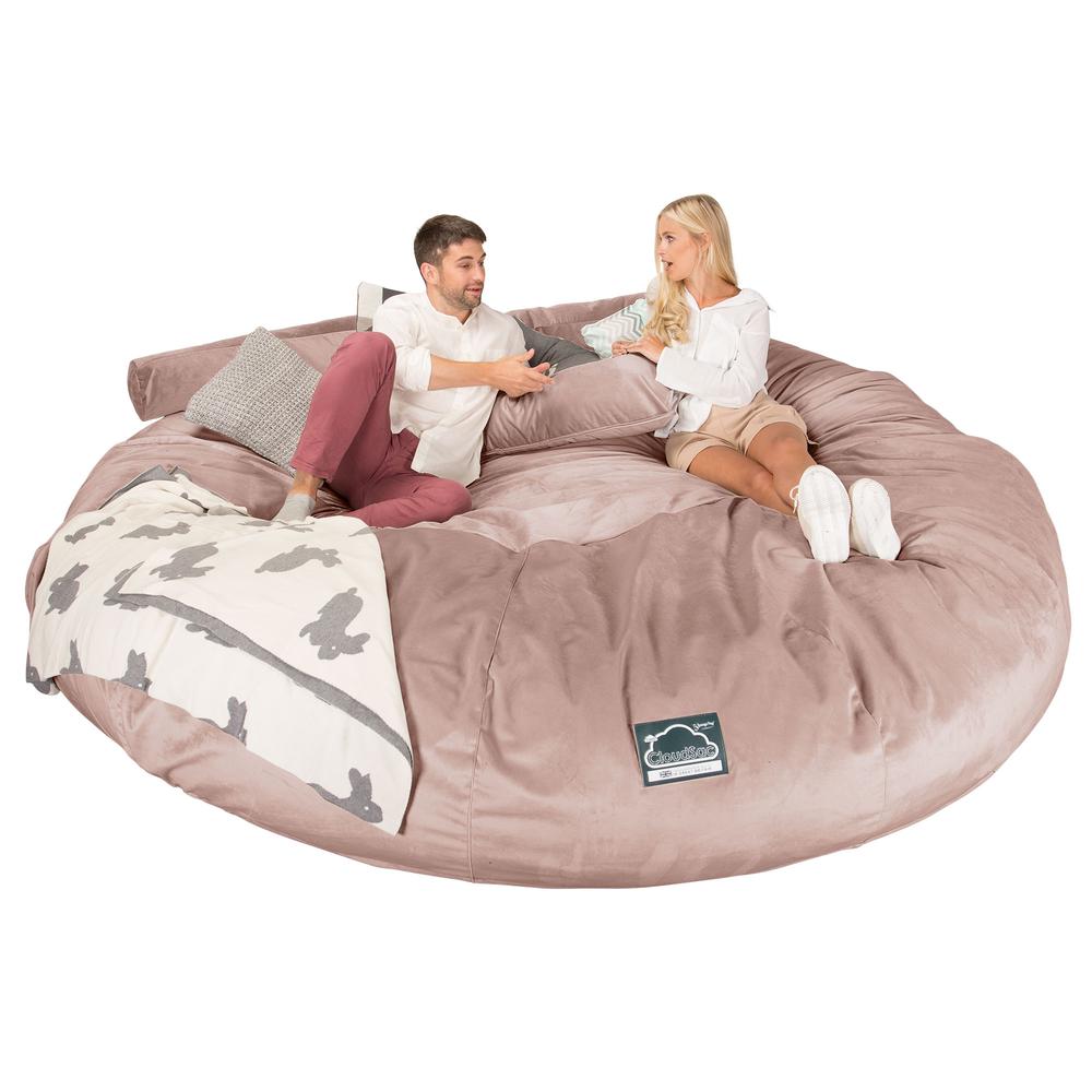 LOUNGE PUG, CloudSac 5000 XXXXXL, Titanic Sækkestol Sofa med Memory Skum, Fløjl Lyserød