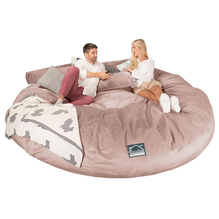 LOUNGE PUG, CloudSac 5000 XXXXXL, Titanic Sækkestol Sofa med Memory Skum, Fløjl Lyserød