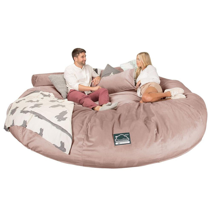 LOUNGE PUG, CloudSac 5000 XXXXXL, Titanic Sækkestol Sofa med Memory Skum, Fløjl Lyserød