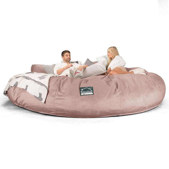 LOUNGE PUG, CloudSac 5000 XXXXXL, Titanic Sækkestol Sofa med Memory Skum, Fløjl Lyserød