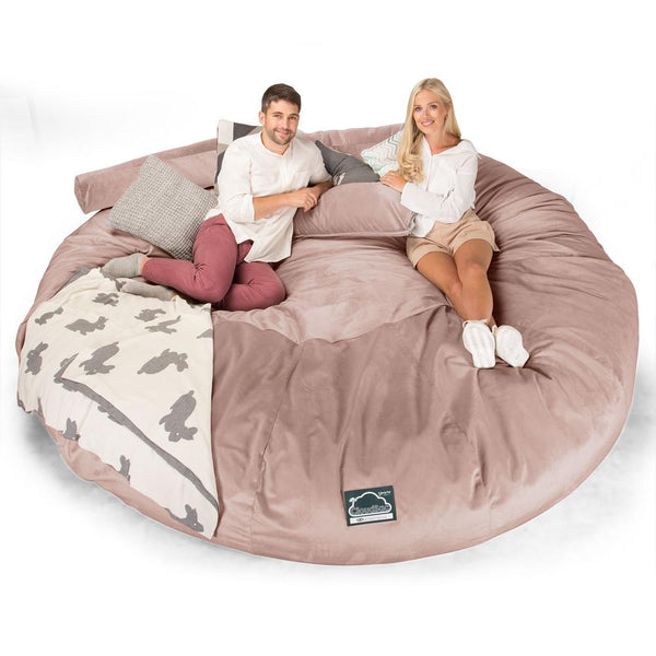 LOUNGE PUG, CloudSac 5000 XXXXXL, Titanic Sækkestol Sofa med Memory Skum, Fløjl Lyserød