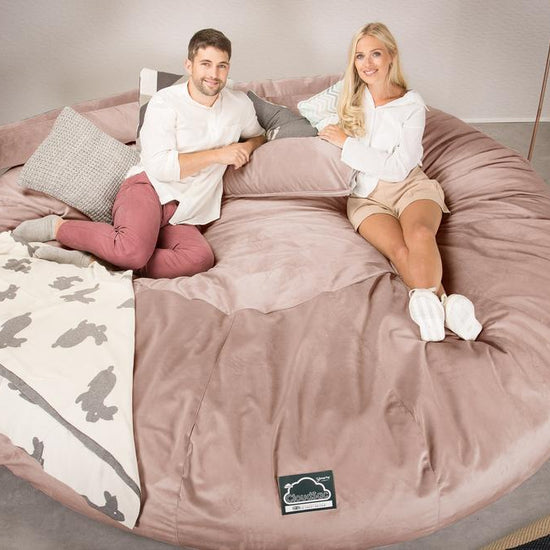 LOUNGE PUG, CloudSac 5000 XXXXXL, Titanic Sækkestol Sofa med Memory Skum, Fløjl Lyserød