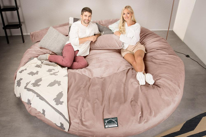 LOUNGE PUG, CloudSac 5000 XXXXXL, Titanic Sækkestol Sofa med Memory Skum, Fløjl Lyserød