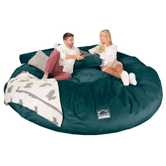 LOUNGE PUG, CloudSac 5000 XXXXXL, Titanic Sækkestol Sofa med Memory Skum, Fløjl Turkis Blå