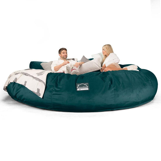 LOUNGE PUG, CloudSac 5000 XXXXXL, Titanic Sækkestol Sofa med Memory Skum, Fløjl Turkis Blå
