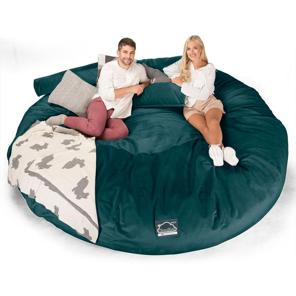 LOUNGE PUG, CloudSac 5000 XXXXXL, Titanic Sækkestol Sofa med Memory Skum, Fløjl Turkis Blå
