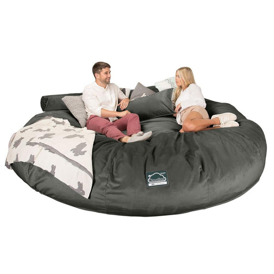 LOUNGE PUG, CloudSac 5000 XXXXXL, Titanic Sækkestol Sofa med Memory Skum, Fløjl Grafit Grå