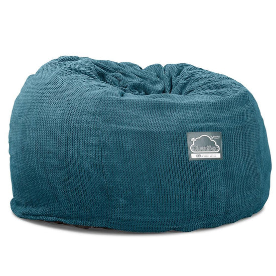 LOUNGE PUG, CloudSac 510 XL, Kæmpe Sækkestol med Memory Skum (NYT DESIGN), Pom Pom Turkis Blå
