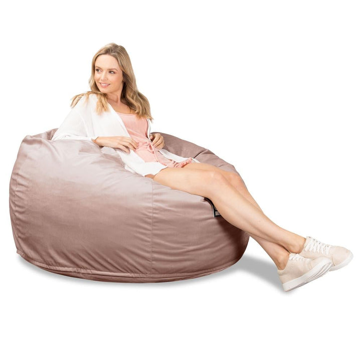 LOUNGE PUG, CloudSac 510 XL, Kæmpe Sækkestol med Memory Skum (NYT DESIGN), Fløjl Lyserød