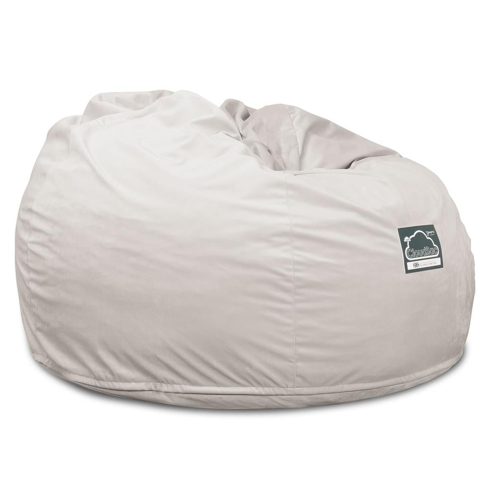 LOUNGE PUG, CloudSac 510 XL, Kæmpe Sækkestol med Memory Skum (NYT DESIGN), Fløjl Sølv