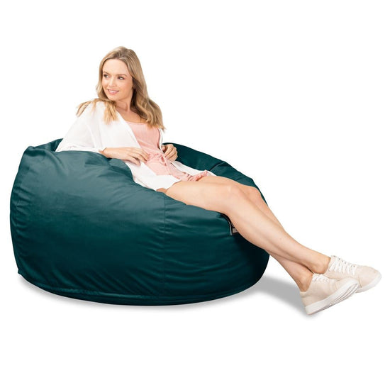 LOUNGE PUG, CloudSac 510 XL, Kæmpe Sækkestol med Memory Skum (NYT DESIGN), Fløjl Turkis Blå