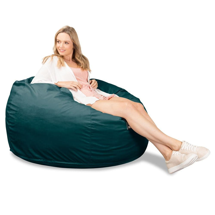 LOUNGE PUG, CloudSac 510 XL, Kæmpe Sækkestol med Memory Skum (NYT DESIGN), Fløjl Turkis Blå