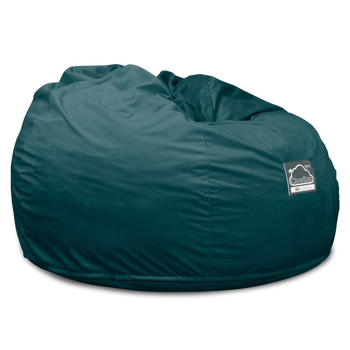 LOUNGE PUG, CloudSac 510 XL, Kæmpe Sækkestol med Memory Skum (NYT DESIGN), Fløjl Turkis Blå