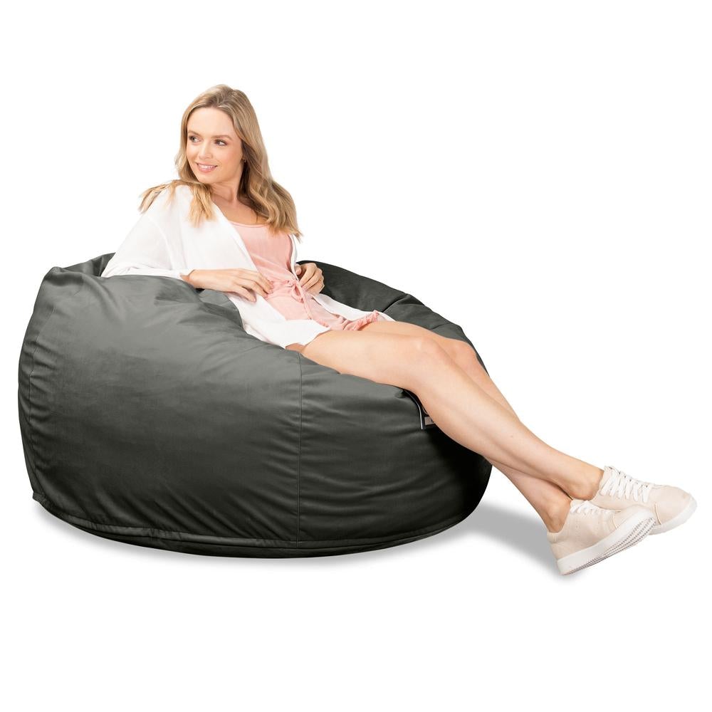 LOUNGE PUG, CloudSac 510 XL, Kæmpe Sækkestol med Memory Skum (NYT DESIGN), Fløjl Grafit Grå