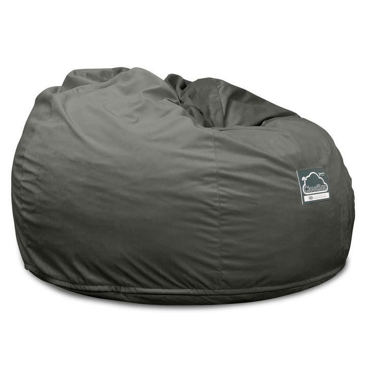 LOUNGE PUG, CloudSac 510 XL, Kæmpe Sækkestol med Memory Skum (NYT DESIGN), Fløjl Grafit Grå