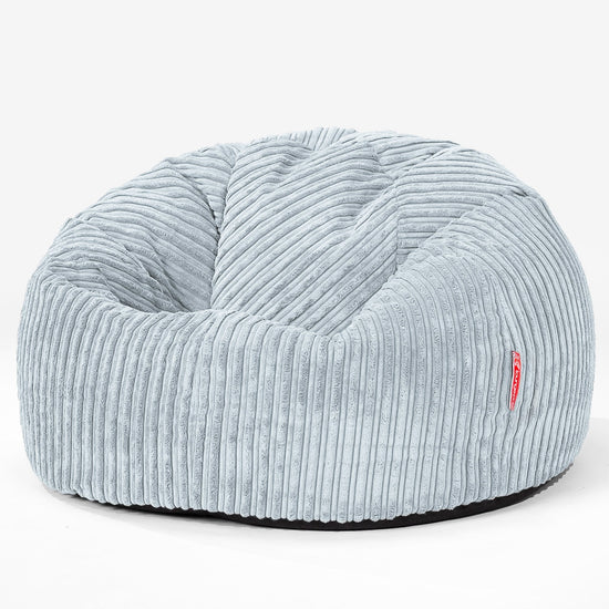 CloudSac 200 Kæmpe Sækkestol til Børn med Memory Skum 2-12 år - Klassisk Jernbanefløjl Baby Blå 01